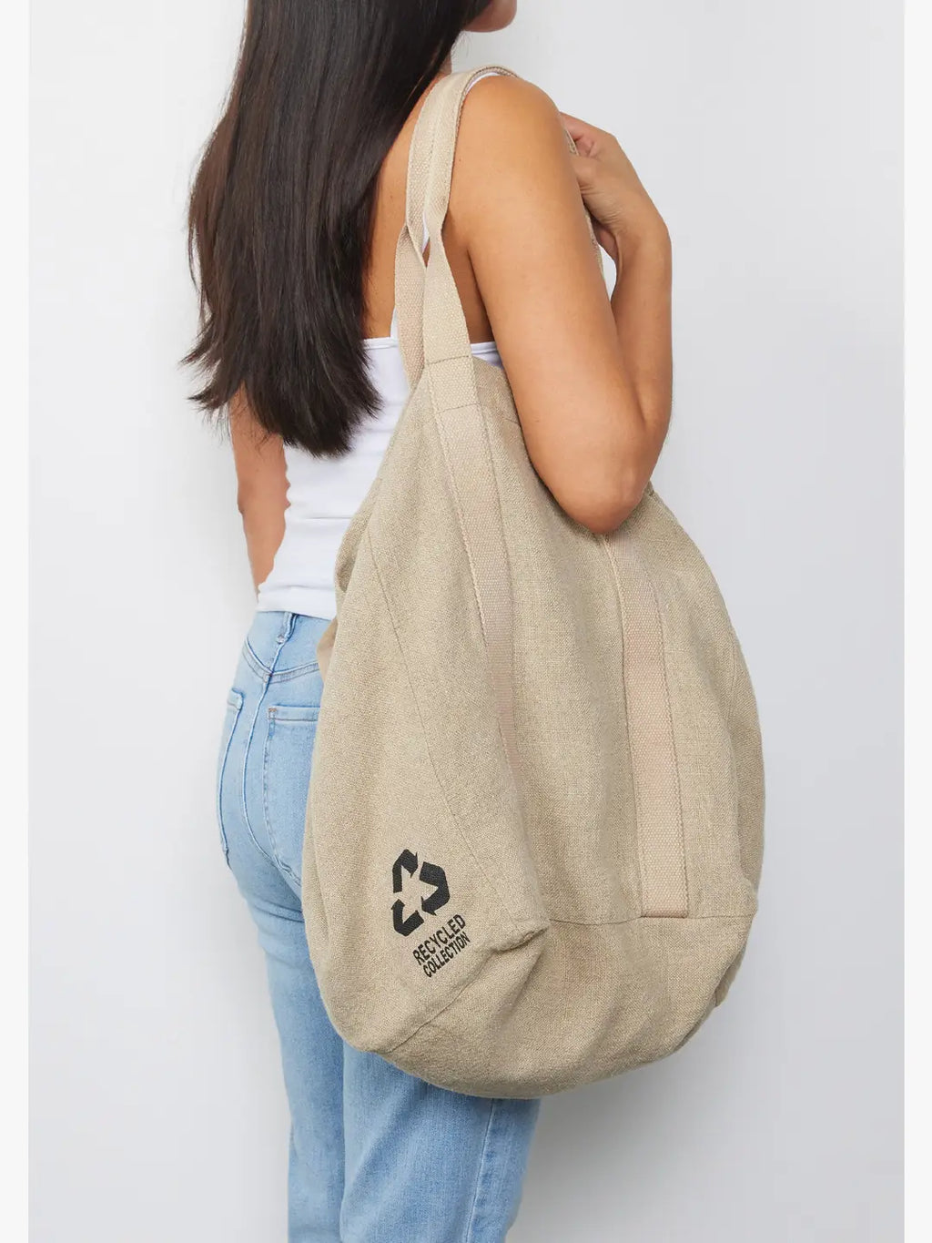 LOVESTITCH Large Reversible Canvas Tote Bag with Navy Plaid Interior