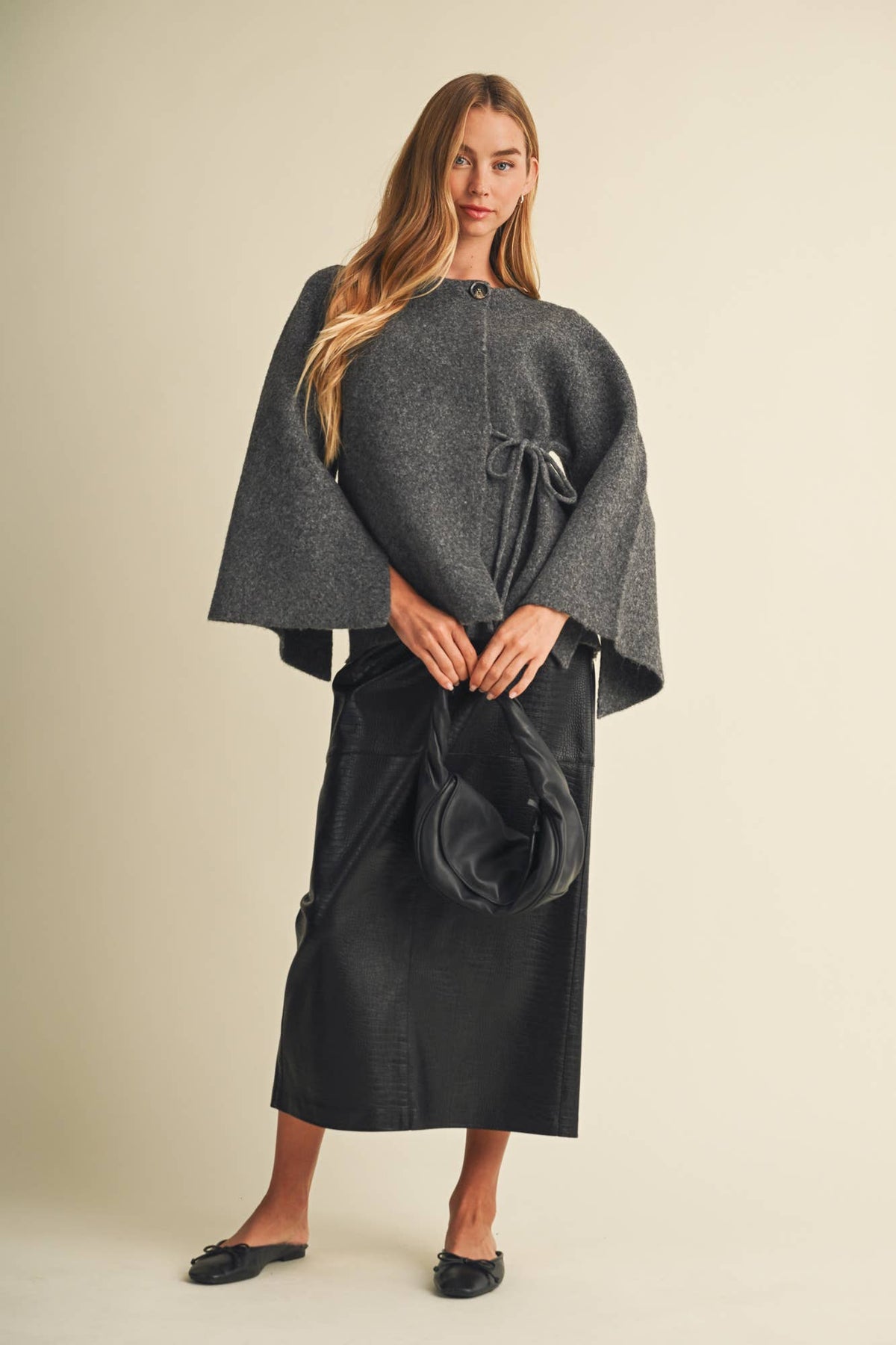 Brooke Wide-Sleeve Wrap Sweater Blouse