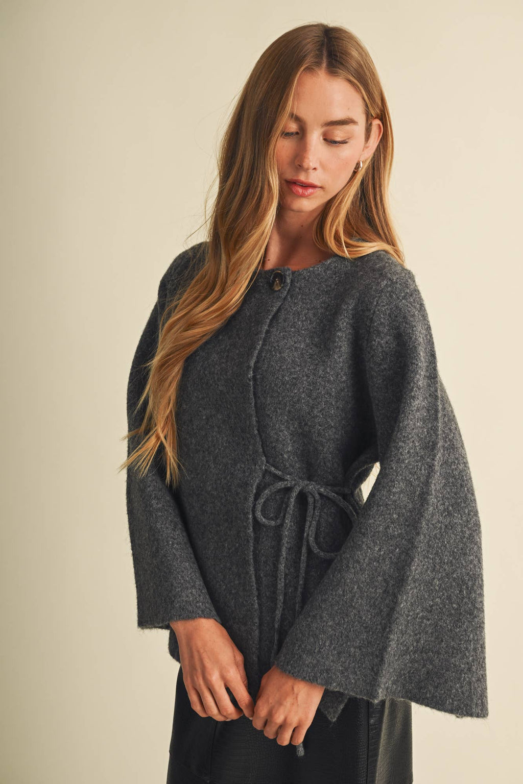 Brooke Wide-Sleeve Wrap Sweater Blouse