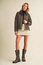 Penelope Plaid Collar Vintage Washed Jacket