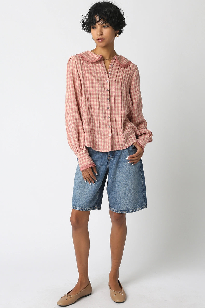 OLIVACEOUS Alexis Plaid Blouse