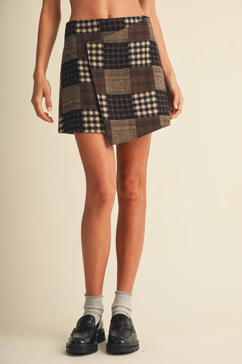 Wren Patchwork Plaid and Gingham Skirt
