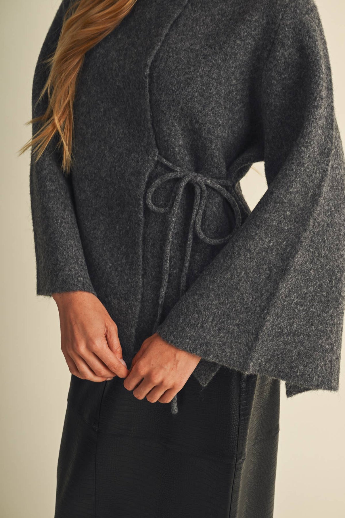 Brooke Wide-Sleeve Wrap Sweater Blouse