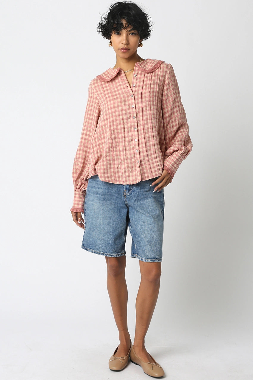 OLIVACEOUS Alexis Plaid Blouse