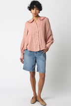 OLIVACEOUS Alexis Plaid Blouse