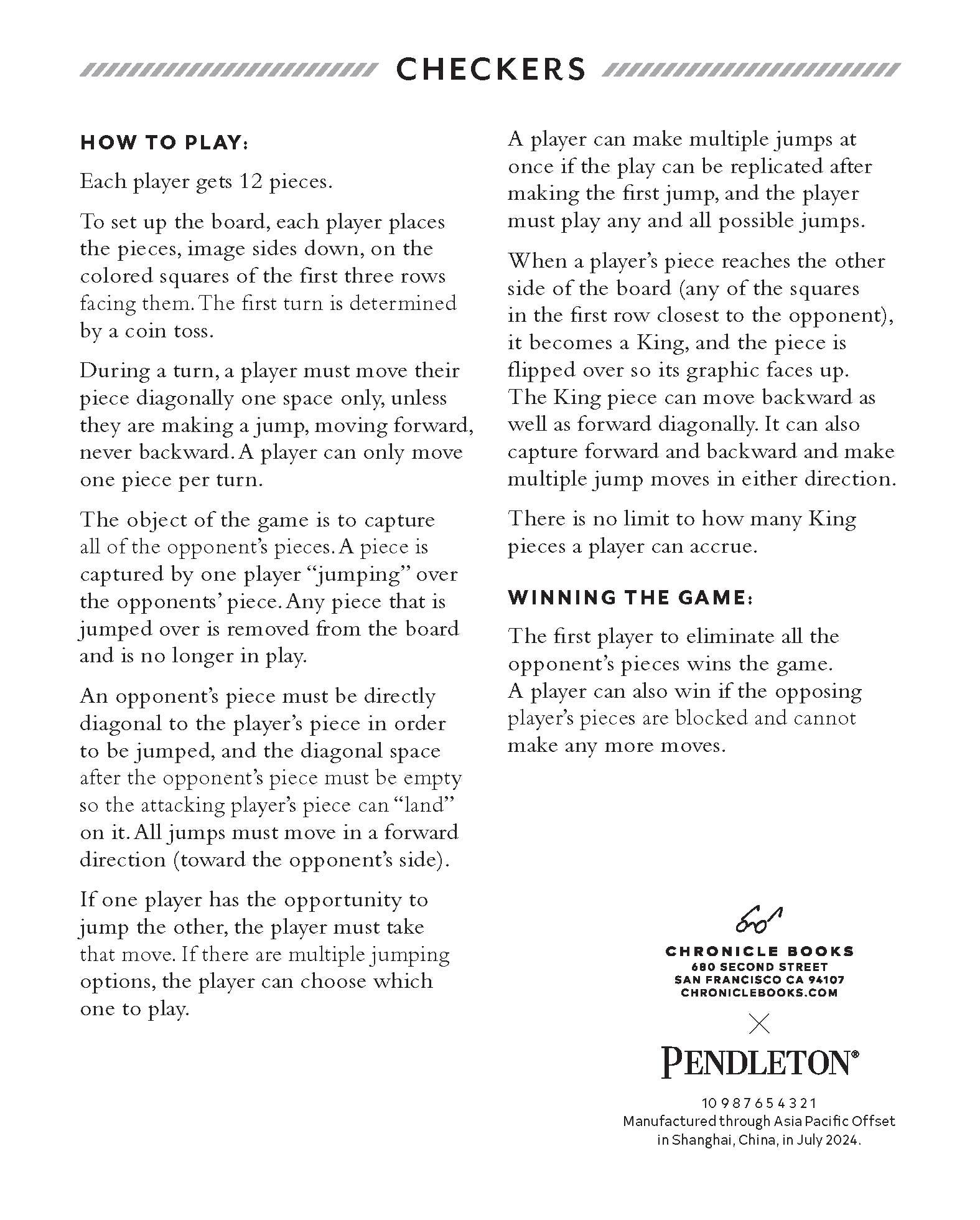 PENDLETON Red Black Check Pattern Chess & Checkers