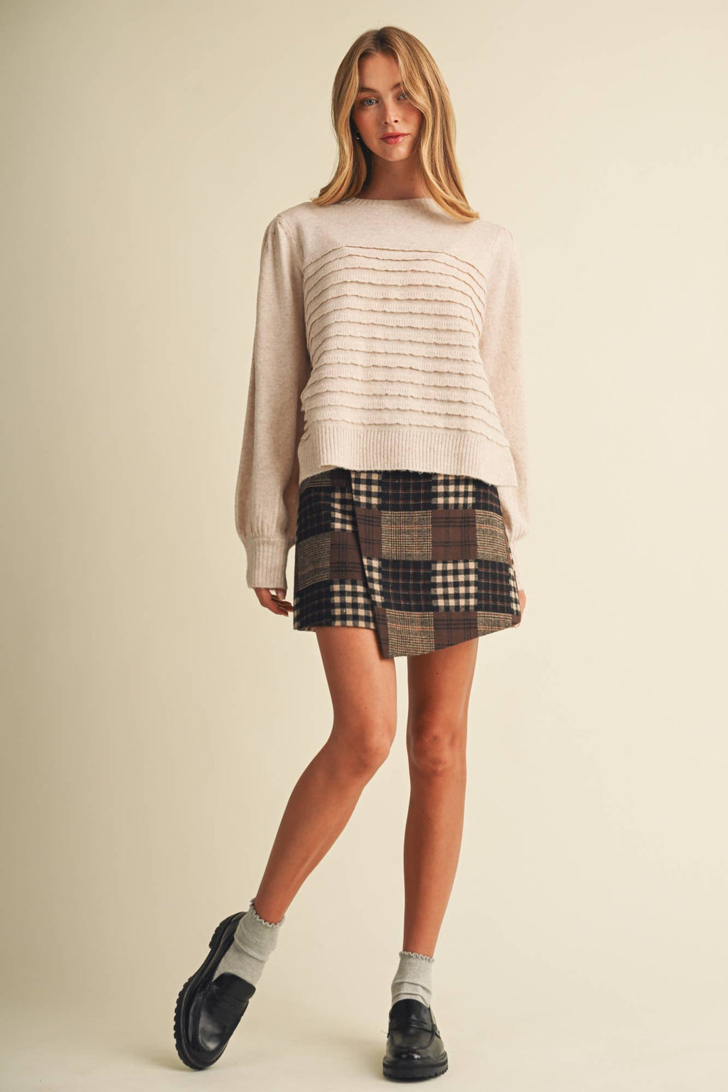Wren Patchwork Plaid and Gingham Skirt