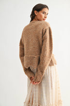 Tanya Textured Cardigan With Scalloped Hem