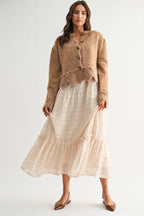 Tanya Textured Cardigan With Scalloped Hem
