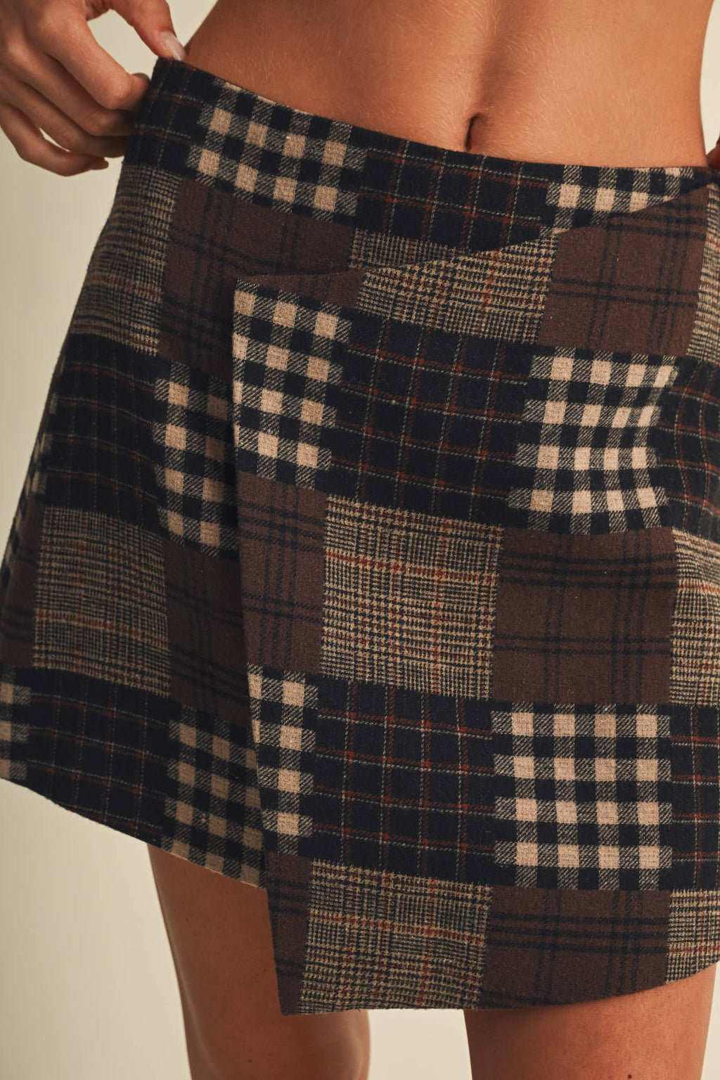 Wren Patchwork Plaid and Gingham Skirt