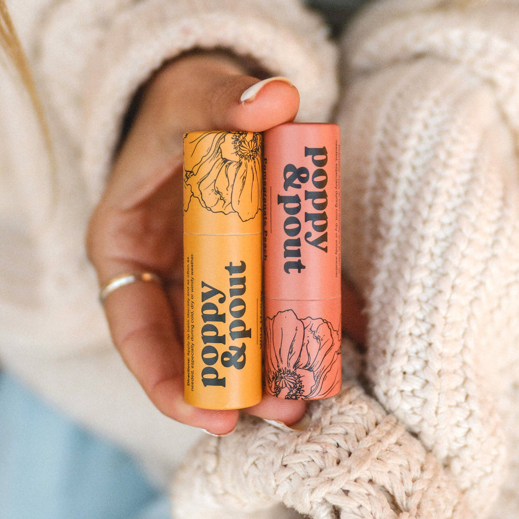 POPPY & POUT Lip Balm, Pomegranate Peach