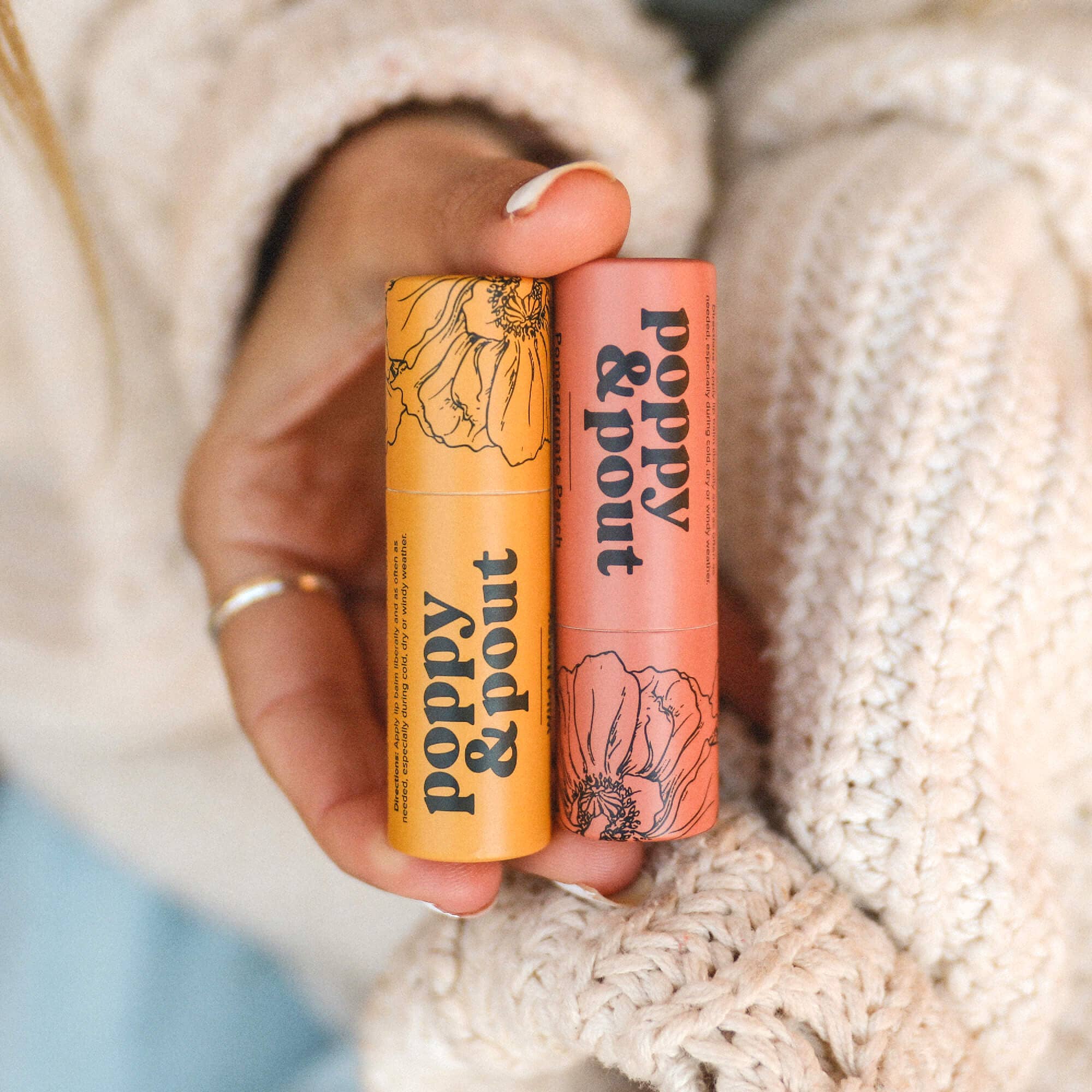 POPPY & POUT Lip Balm, Pomegranate Peach