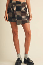Wren Patchwork Plaid and Gingham Skirt