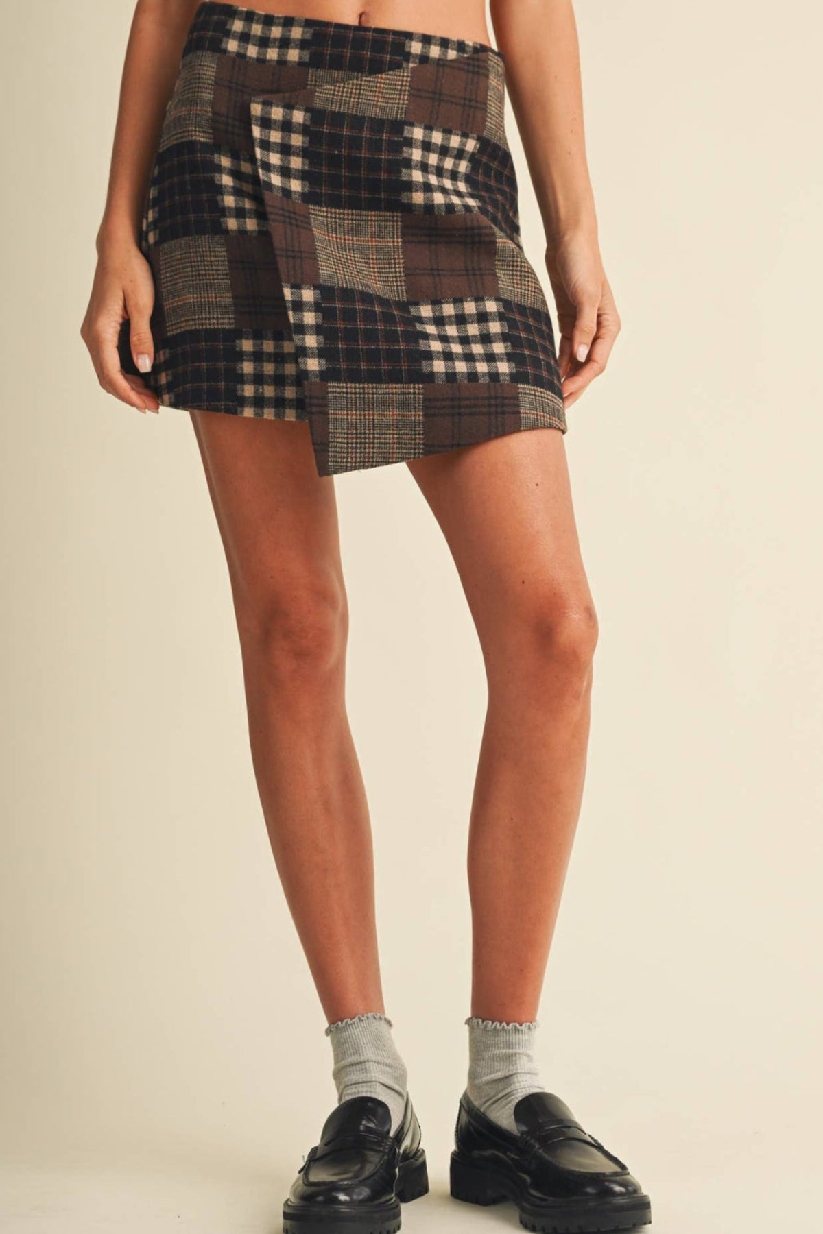Wren Patchwork Plaid and Gingham Skirt