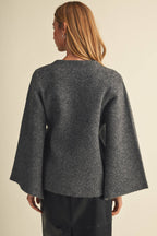 Brooke Wide-Sleeve Wrap Sweater Blouse