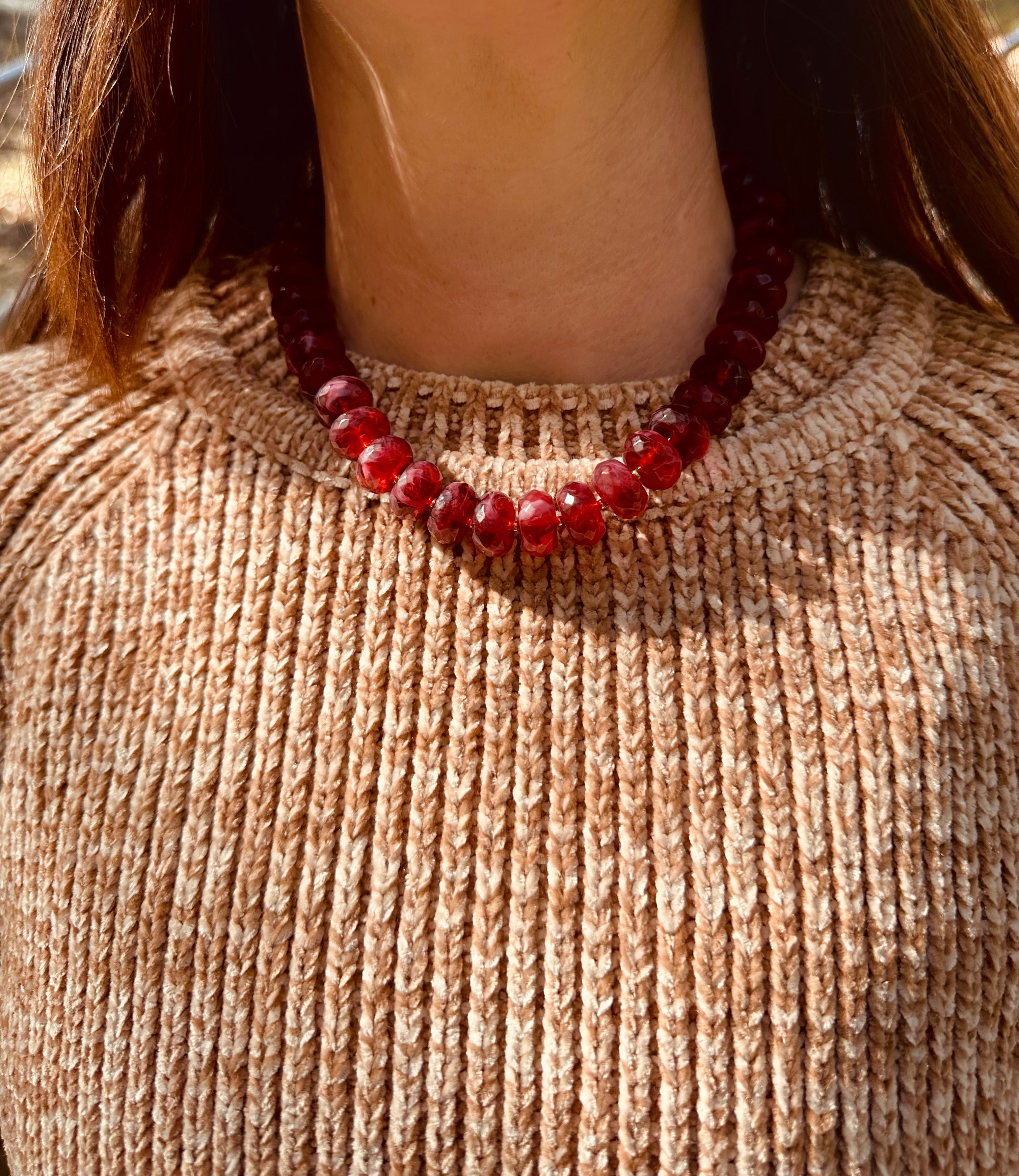 Burgundy Beaded Necklace