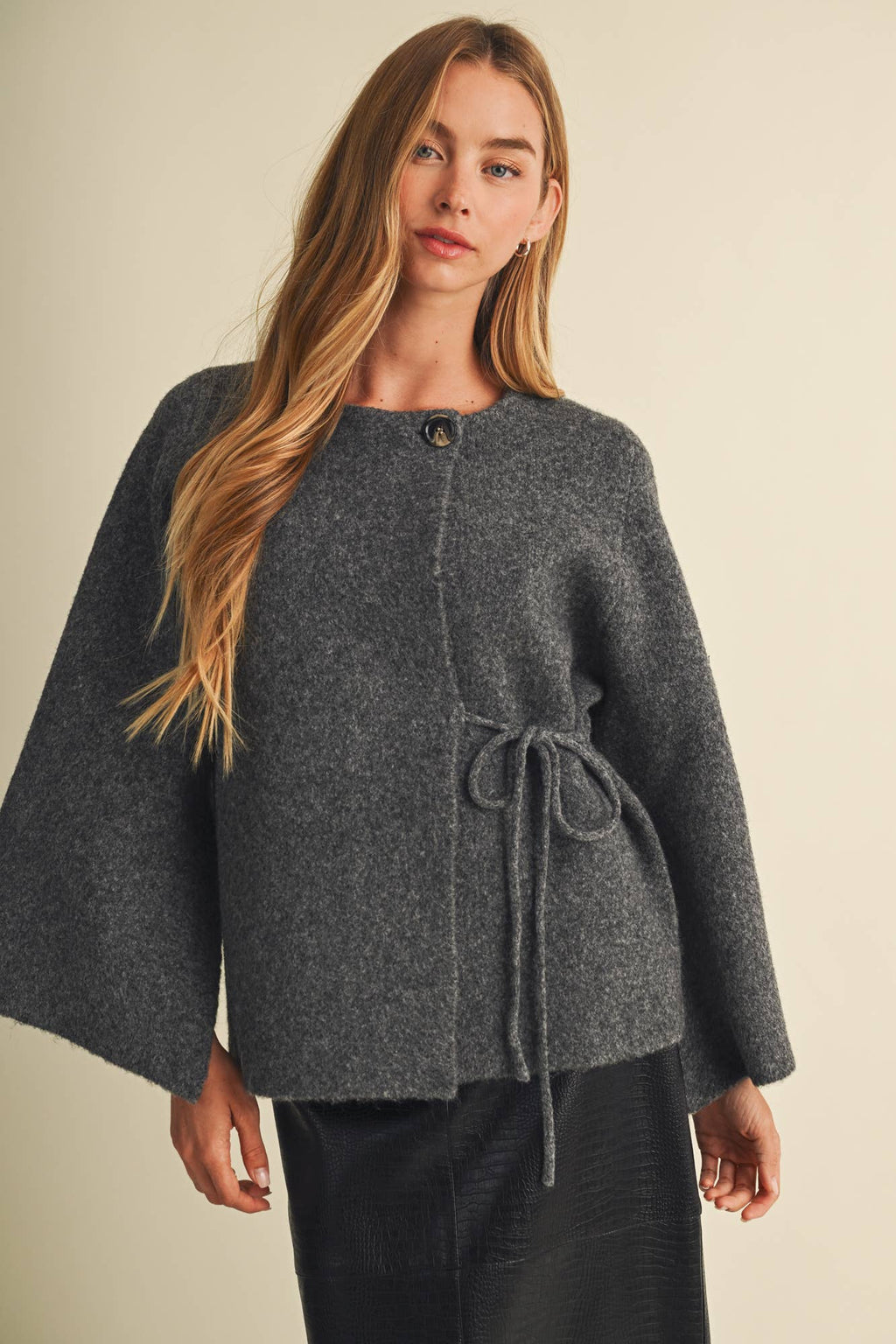 Brooke Wide-Sleeve Wrap Sweater Blouse