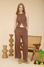 Chocolate Brown Linen Pants