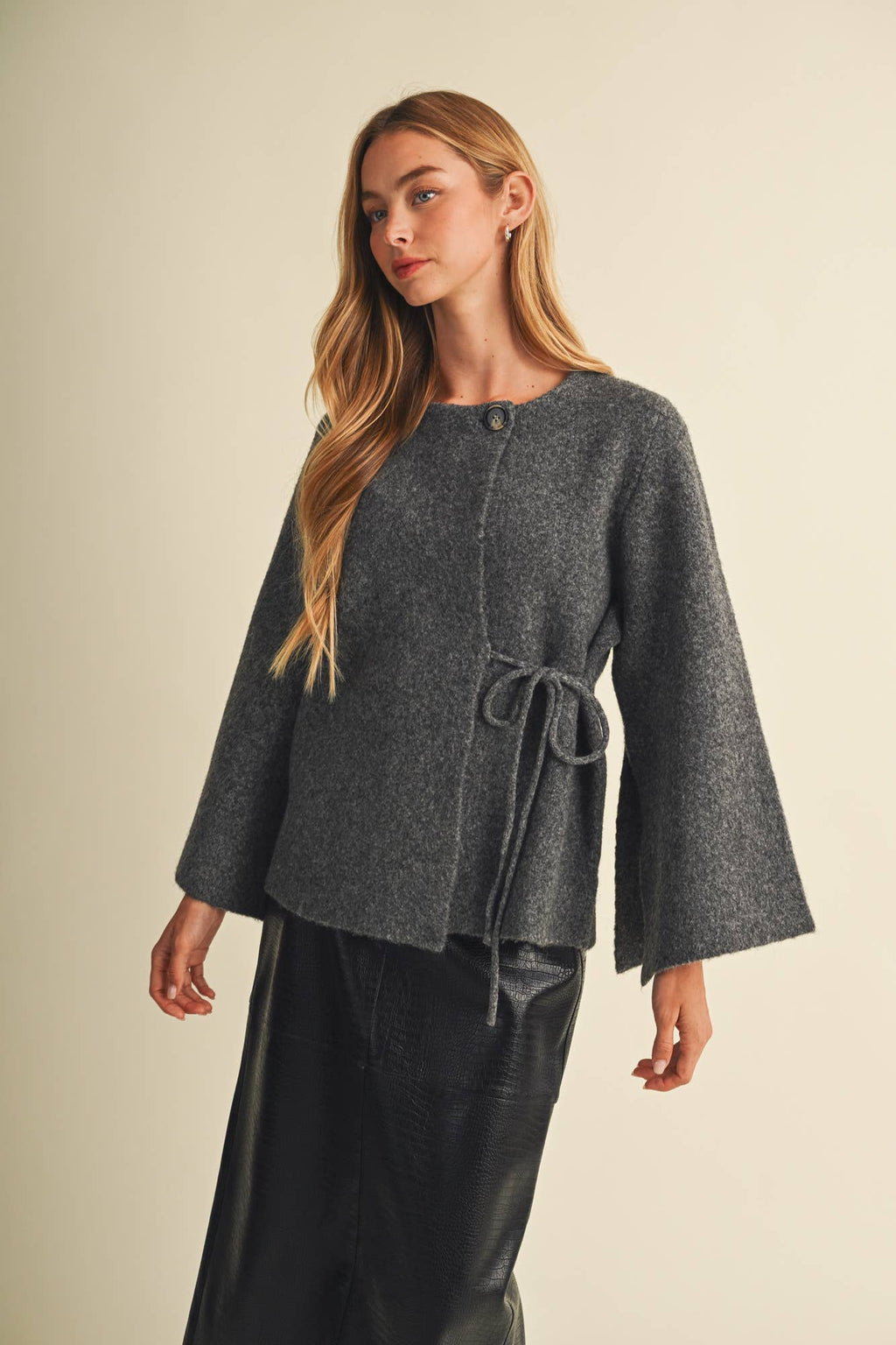 Brooke Wide-Sleeve Wrap Sweater Blouse
