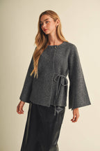 Brooke Wide-Sleeve Wrap Sweater Blouse