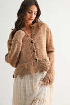 Tanya Textured Cardigan With Scalloped Hem