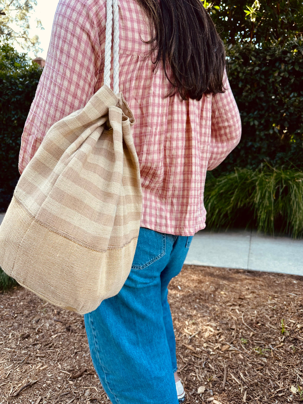 LOVESTITCH Striped Barrel Bag