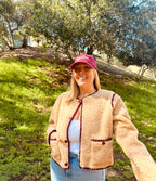 SKIES ARE BLUE Sherpa Jacket with Contrast Stitch