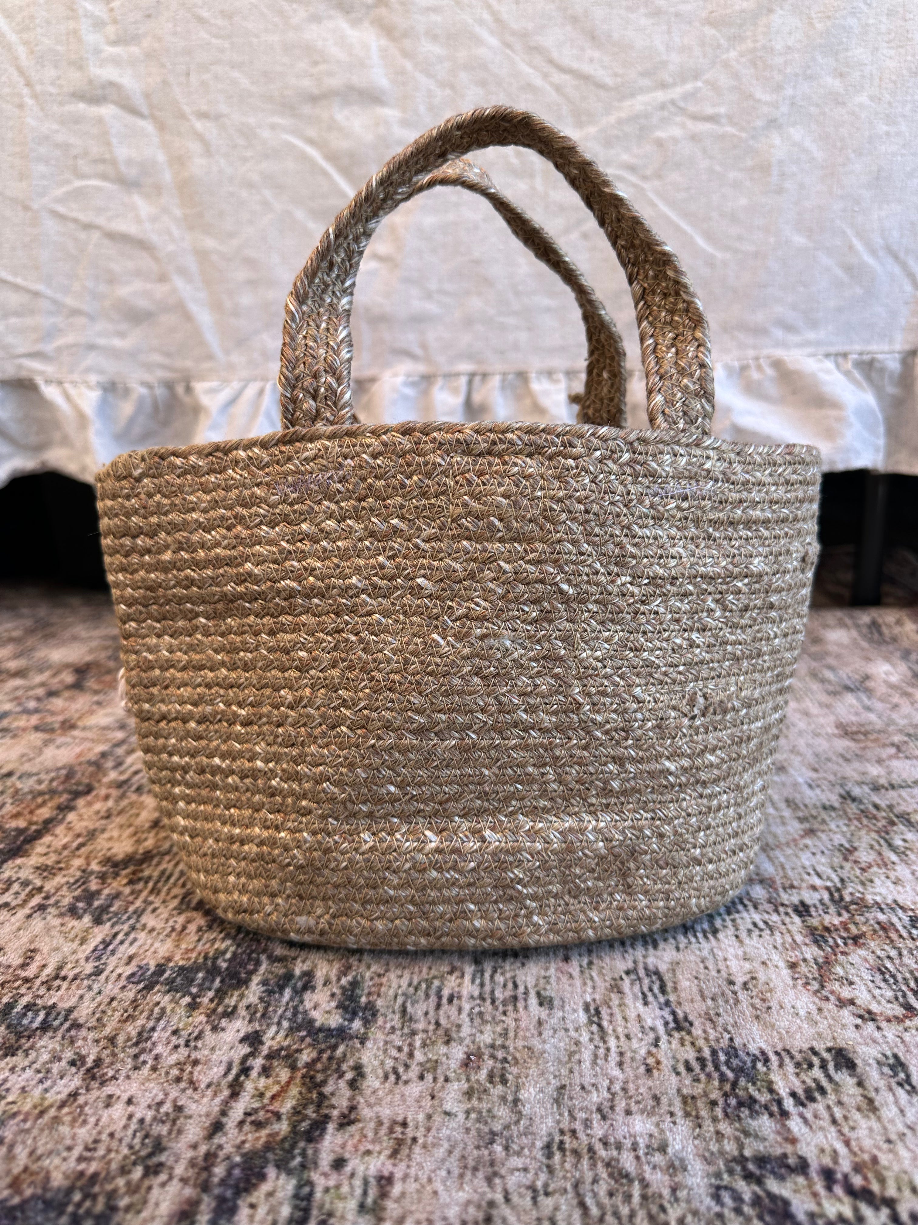 Small Floral Tote Bag with Tassel