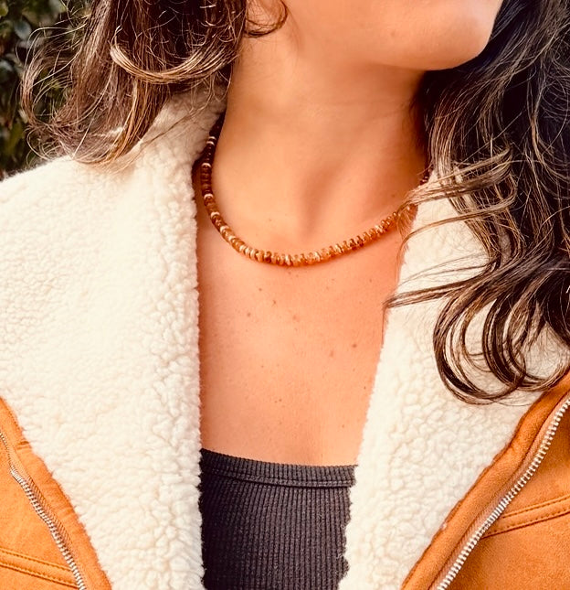 Brown and Gold Beaded Necklace