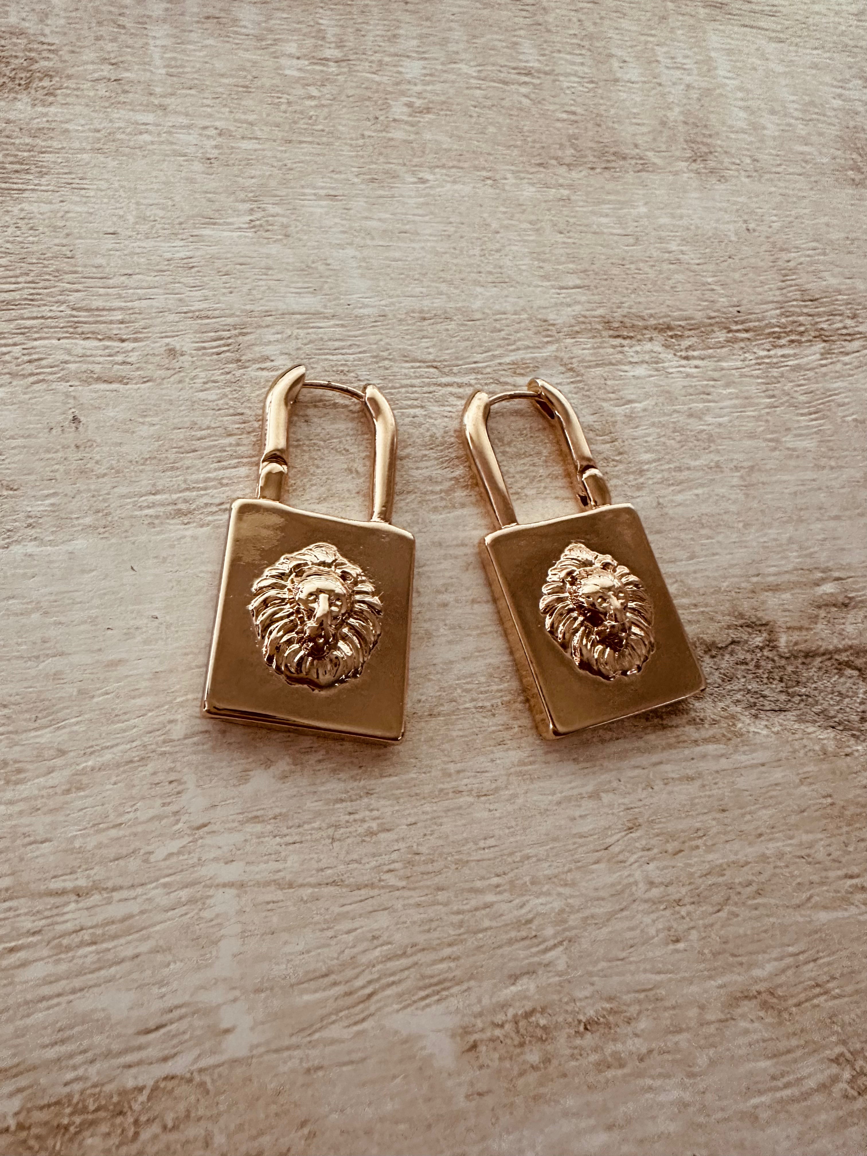 Lion Lock Drop Earrings