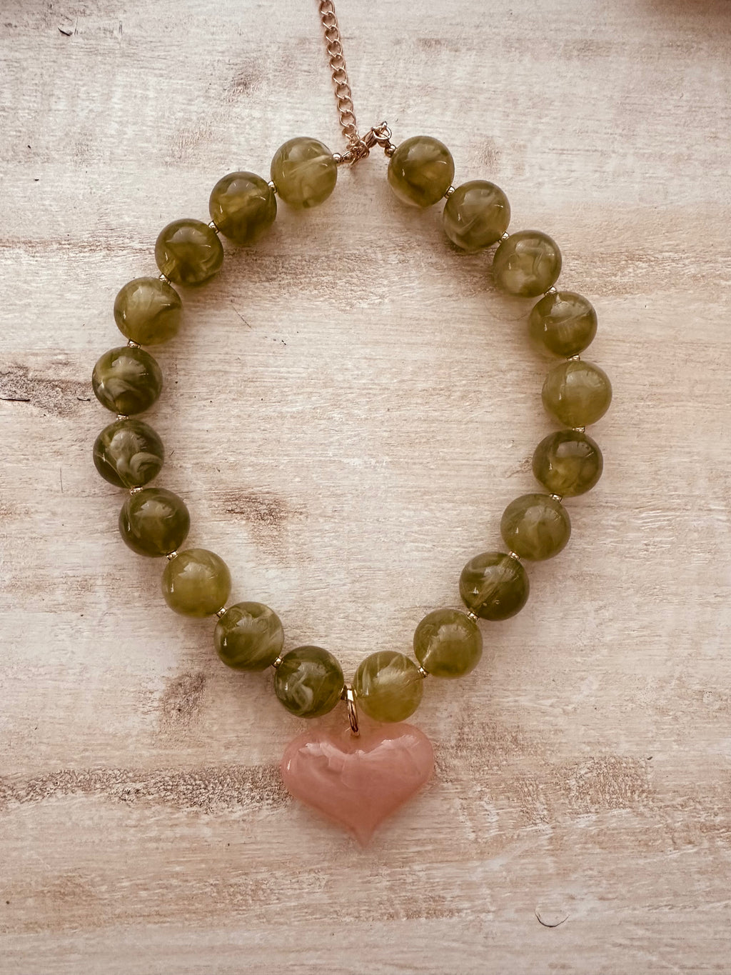 Olivia Large Beaded Heart Pendant Necklace