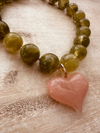 Olivia Large Beaded Heart Pendant Necklace