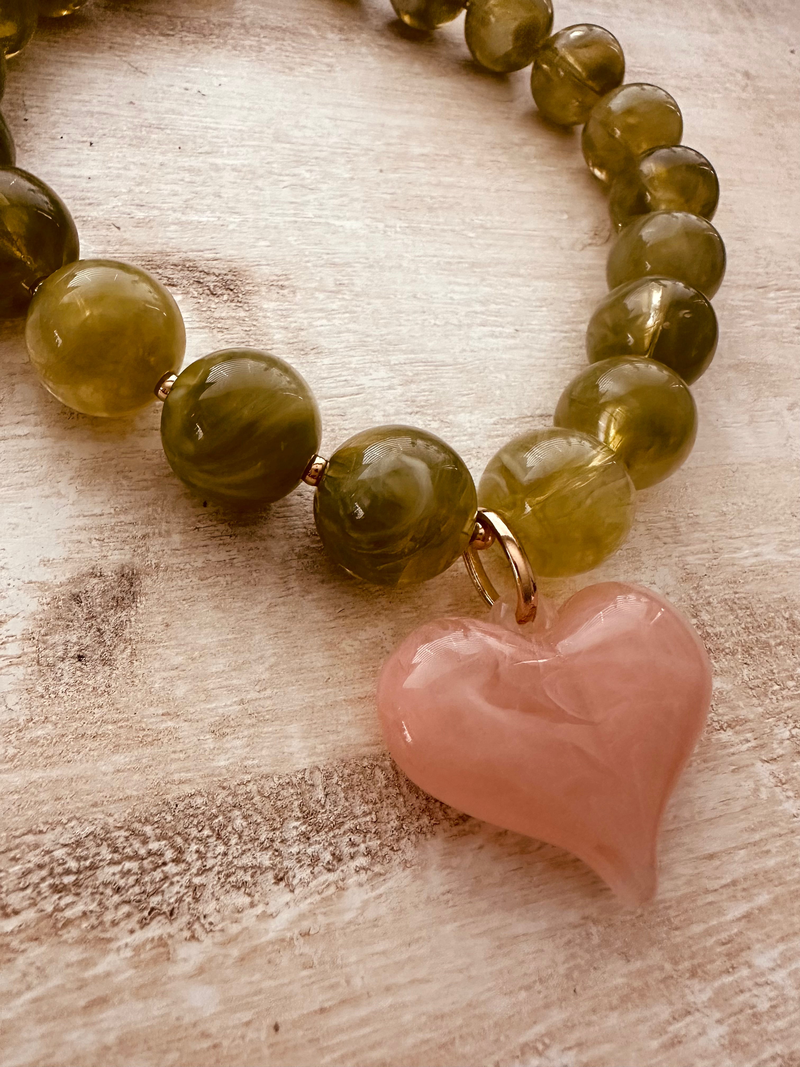 Olivia Large Beaded Heart Pendant Necklace