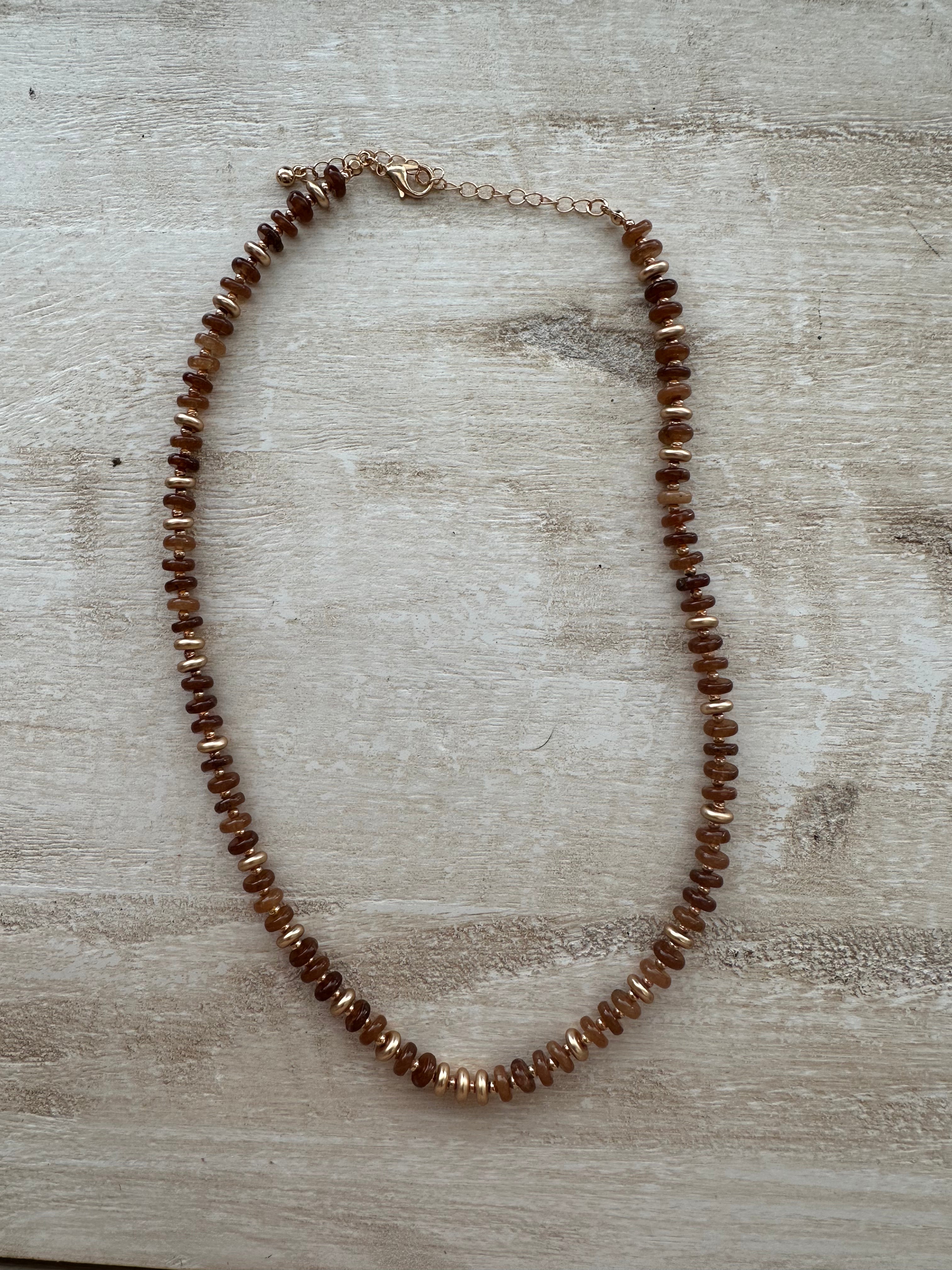 Brown and Gold Beaded Necklace