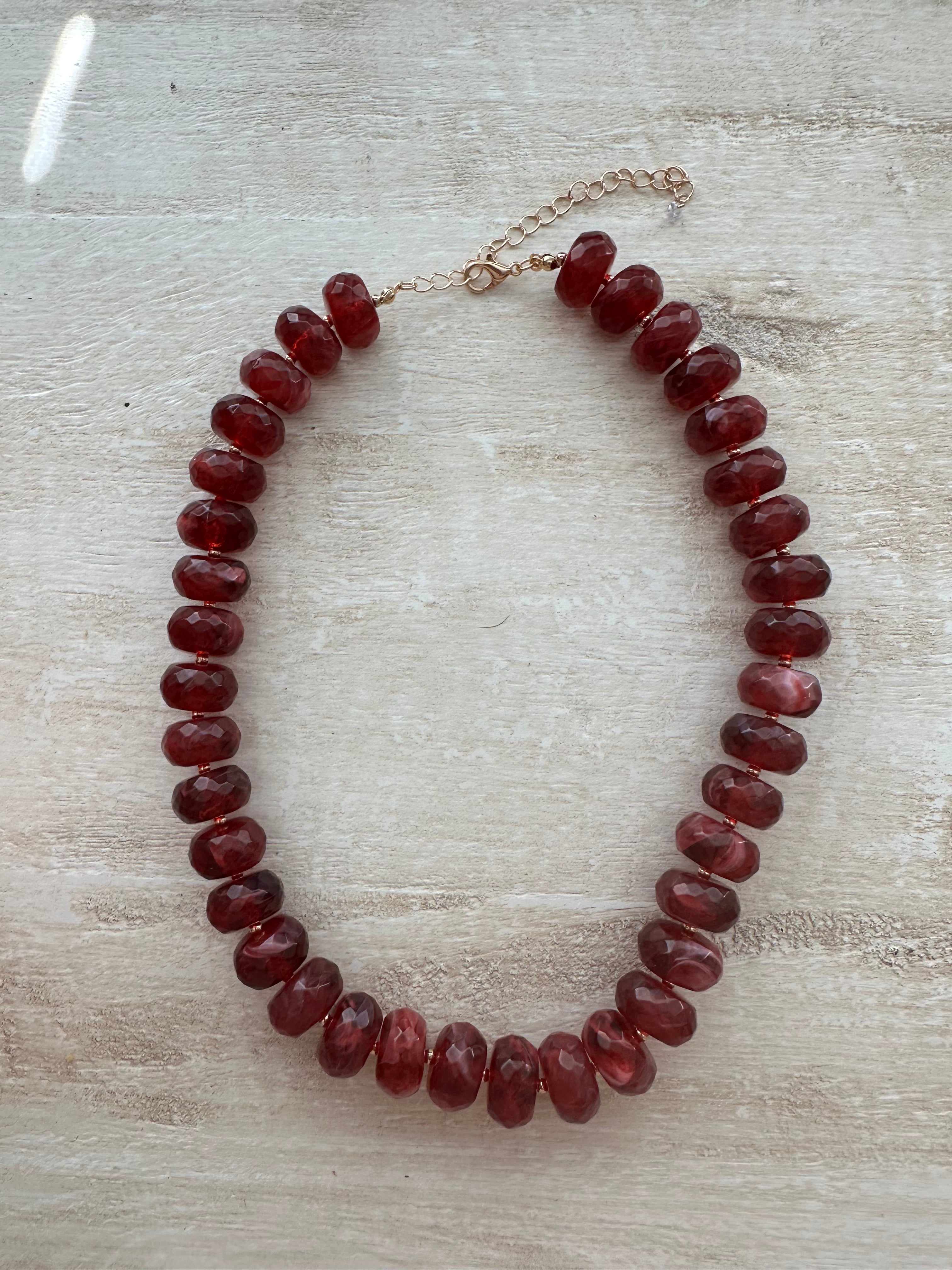 Burgundy Beaded Necklace