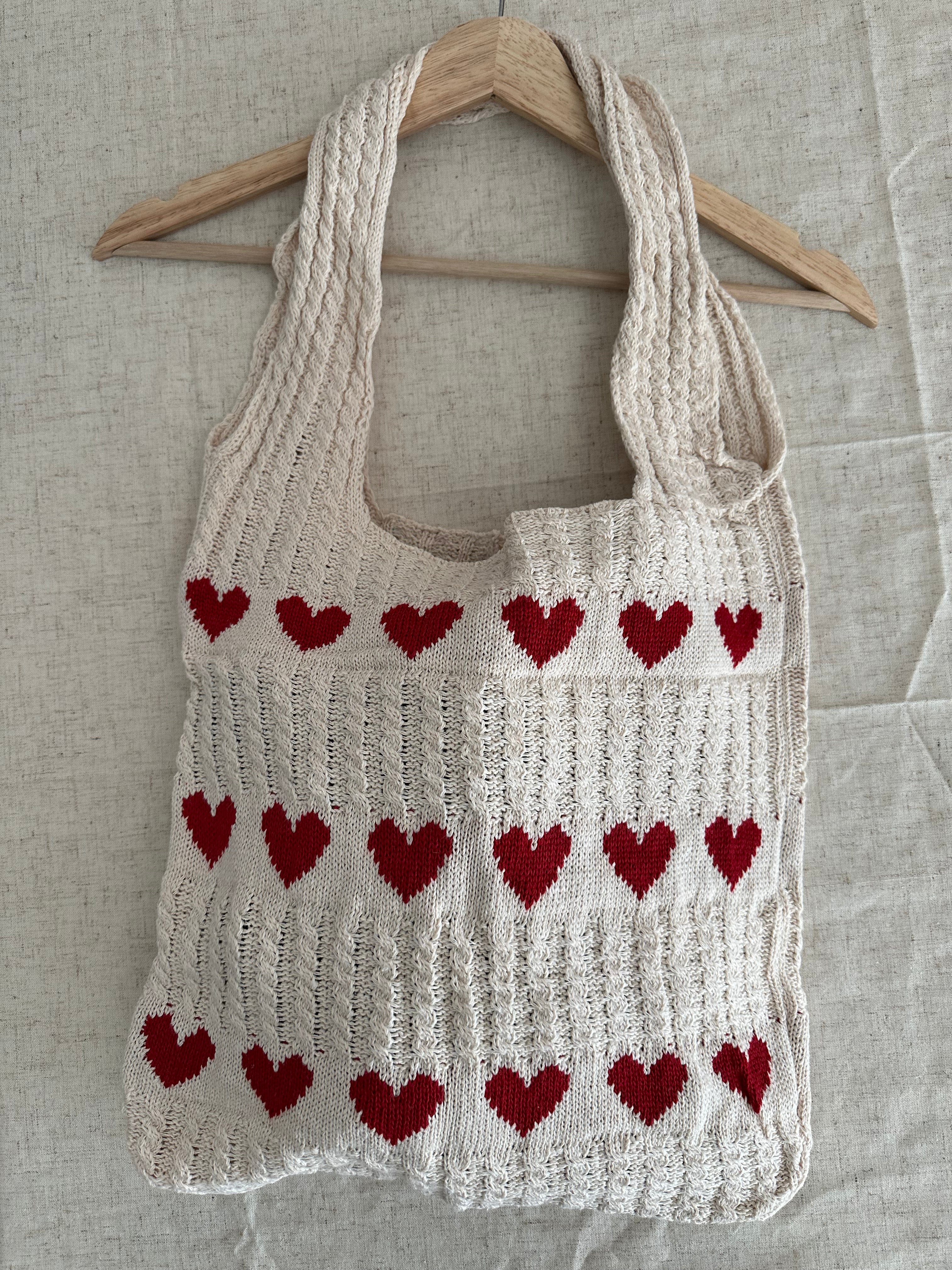 Knitted Heart Tote