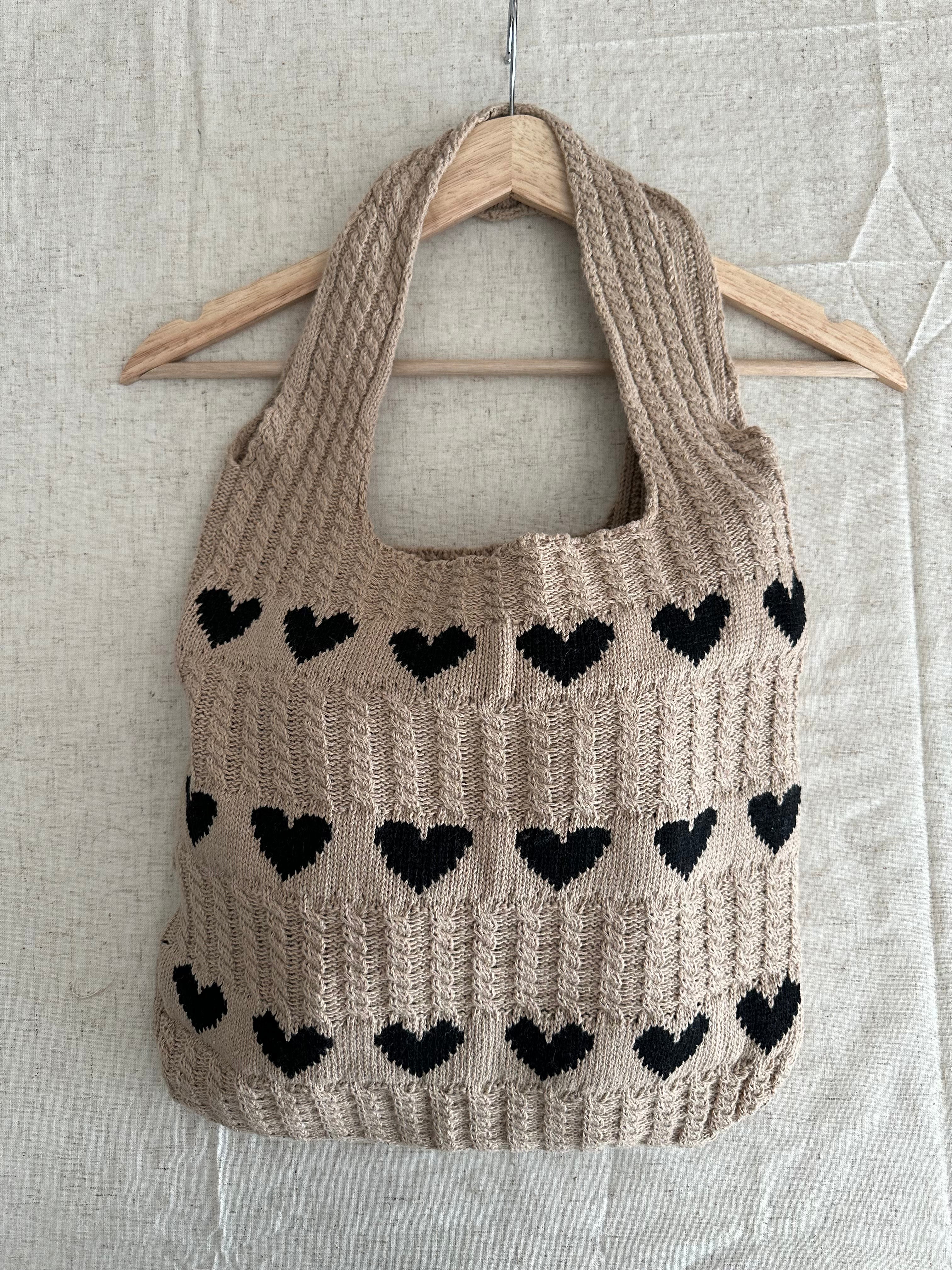 Knitted Heart Tote