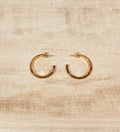 Medium Ribbed Gold Hoop Earrings
