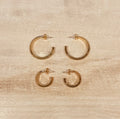 Small Ribbed Gold Hoop Earrings