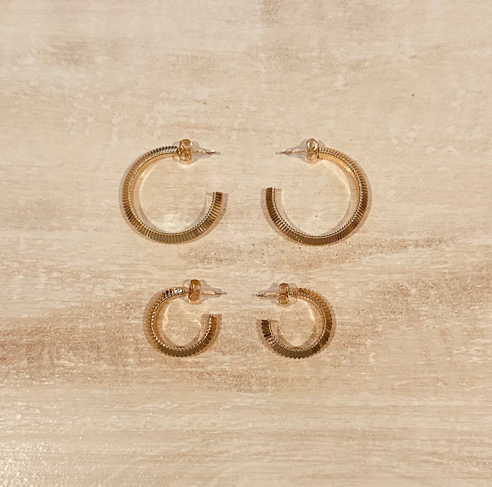 Small Ribbed Gold Hoops