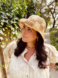 Straw Checkered Bucket Hat