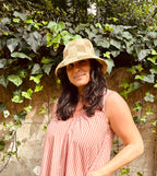 Sally Straw Checkered Bucket Hat