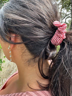 Gingham Bow Hair Scrunchie
