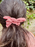 Gingham Bow Hair Scrunchie