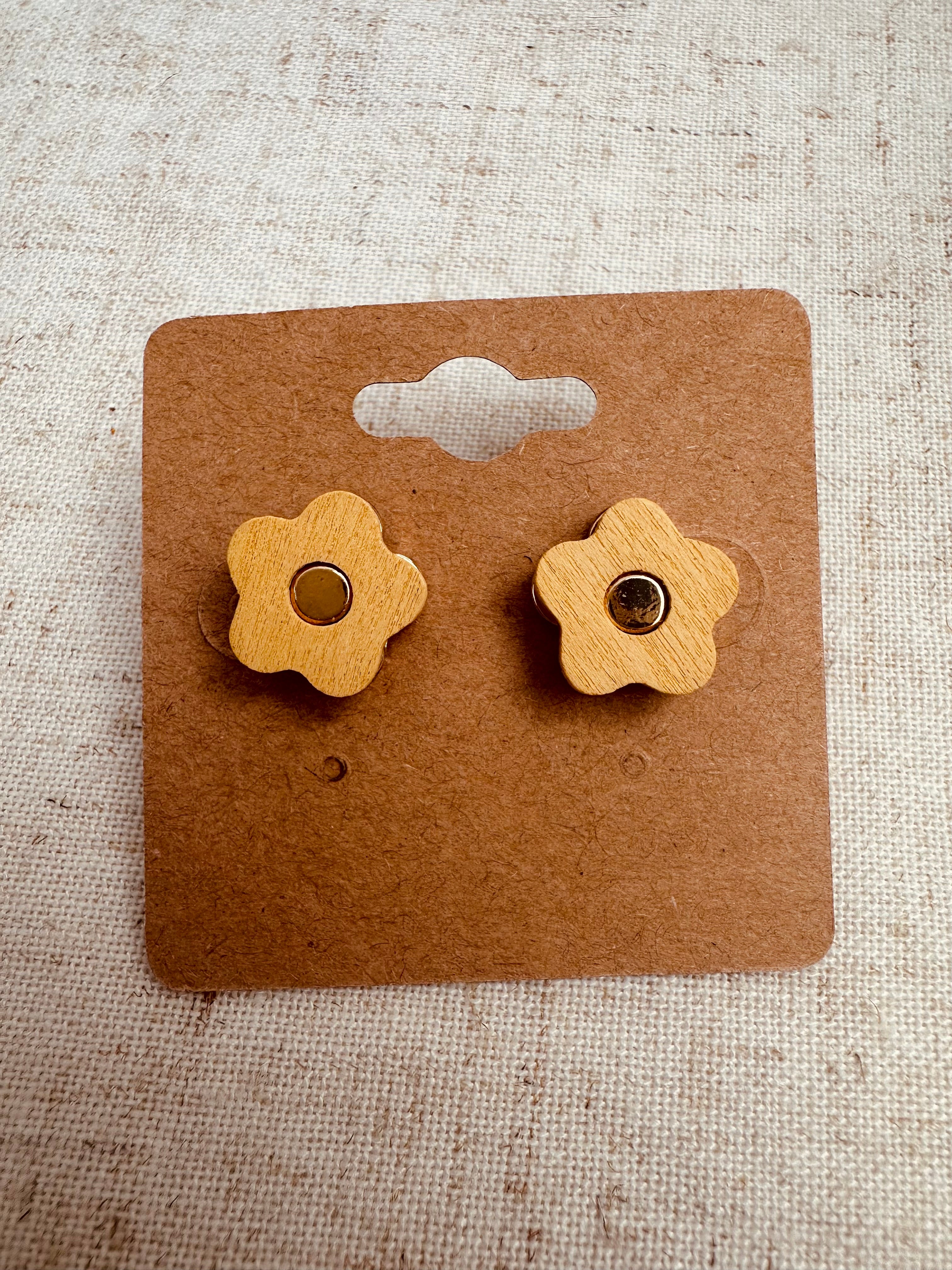 Yellow Flower Stud Earrings