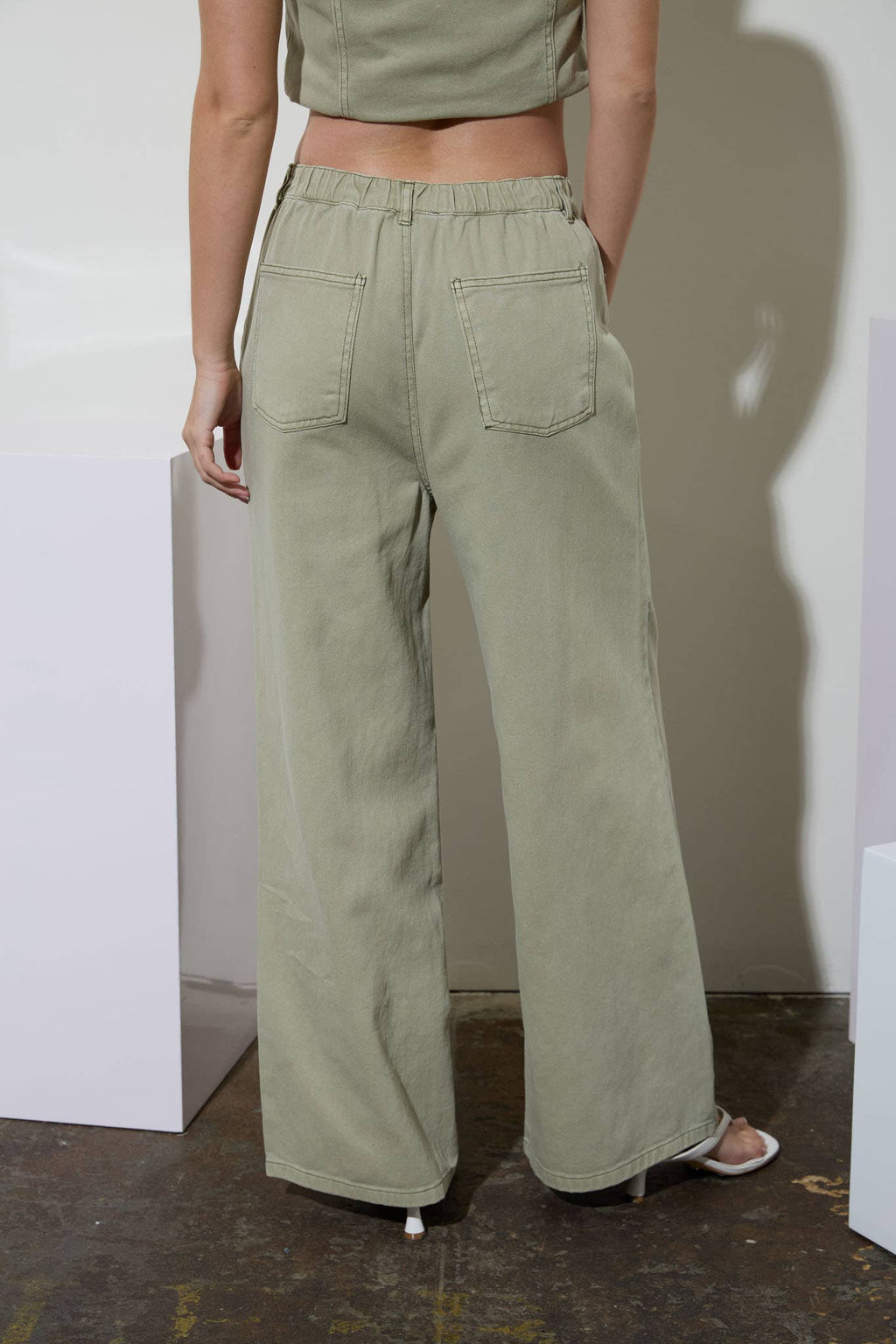 Drawstring Cream Denim Pants