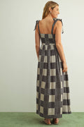 Gingham and Stripe Patch Effect Dress
