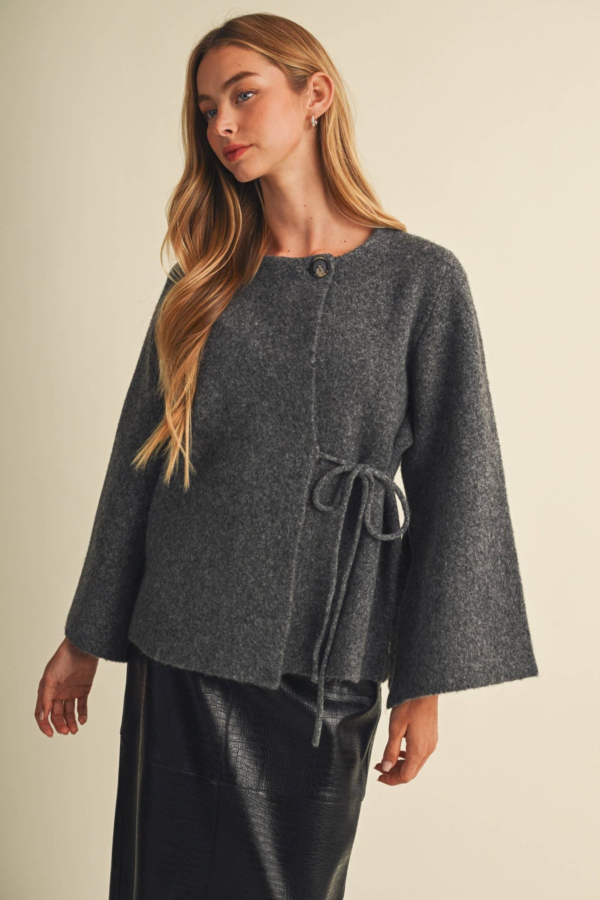Brooke Wide-Sleeve Wrap Sweater Blouse