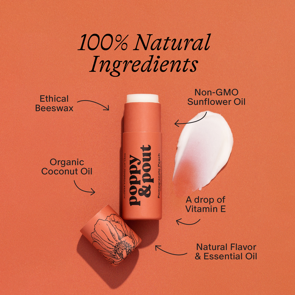POPPY & POUT Lip Balm, Pomegranate Peach