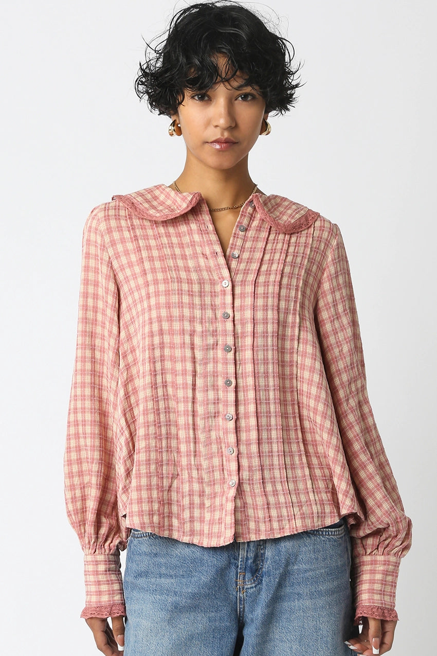 OLIVACEOUS Alexis Plaid Blouse